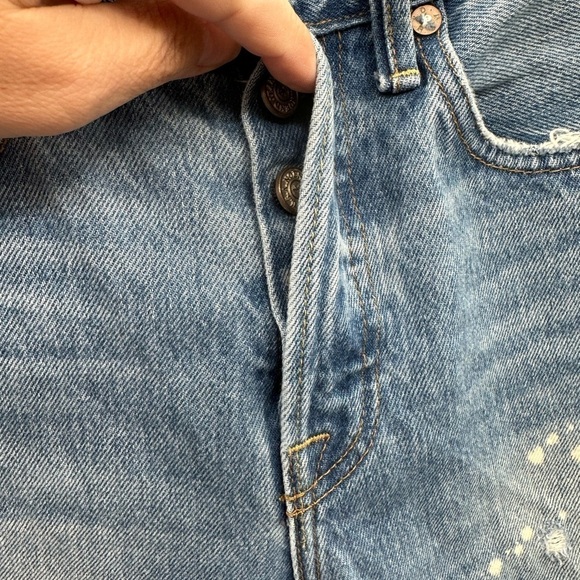 ANTHROPOLOGY NOEND SLIM NEWPORT Straight distressed med wash crop high jeans. 25 - Picture 5 of 13